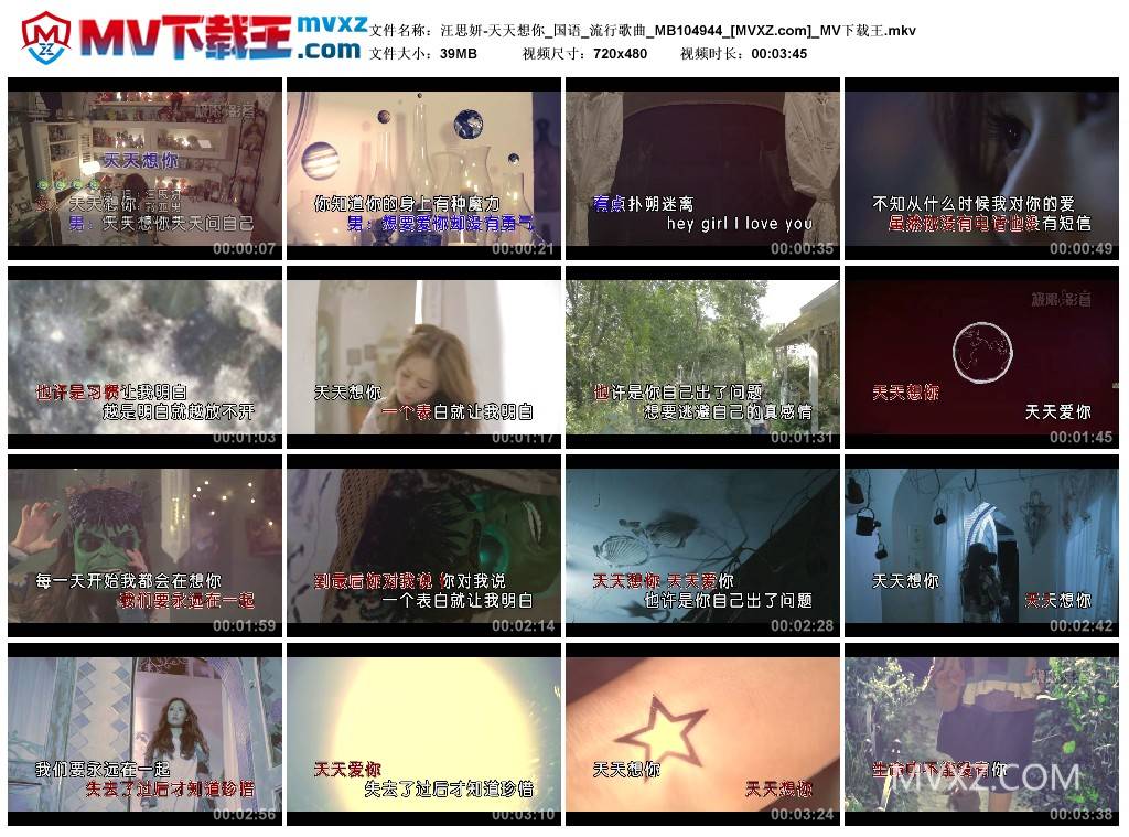 汪思妍-天天想你_国语_流行歌曲_MB104944